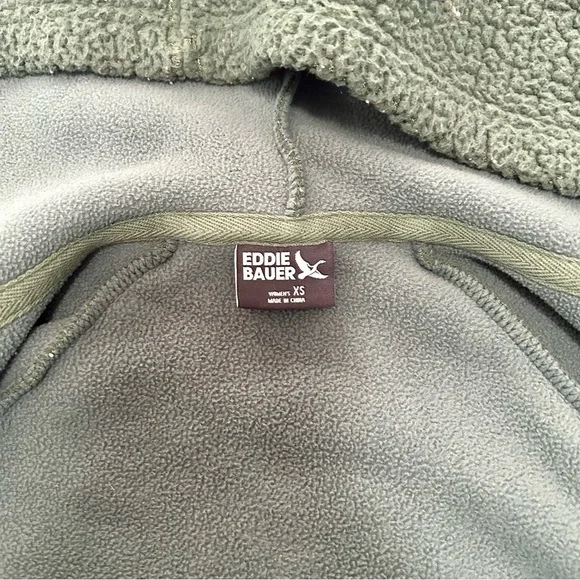 Eddie Bauer Women’s Green Raglan Fleece Hoodie Sz XS - Picture 9 of 9